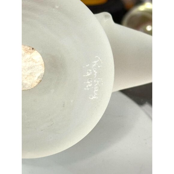 Vintage 1990's Frosted Art Glass Dolphin On Base Signed by Artist - Picture 8 of 9